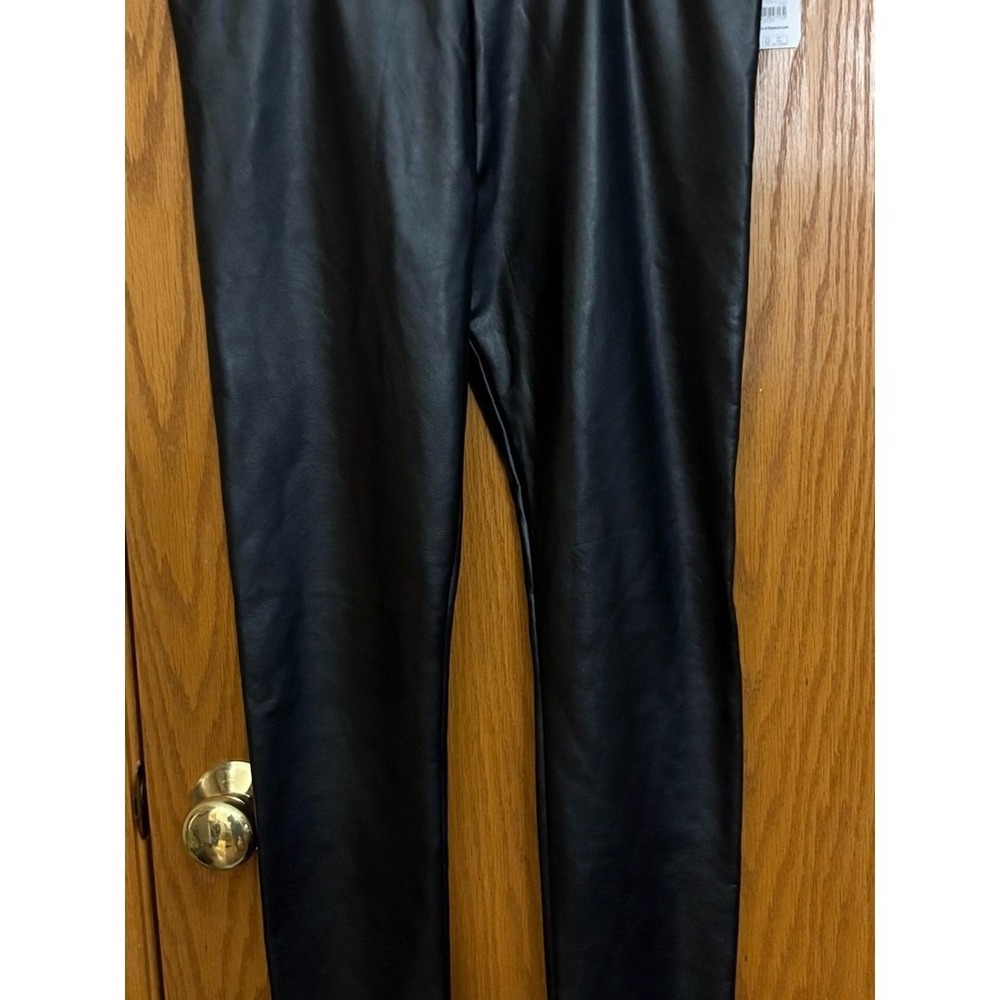 Wonder Nation Black Faux Leather Straight Leg Pants jrs 18
